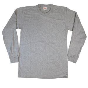 Supreme Long Sleeve Shirt Mens M Gray Made in USA Boxy Streetwear Pre-Shrunk